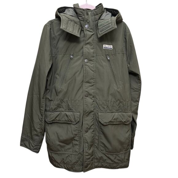 Hollister Men Parka Jacket Casual Leisure Lightweight Olive Green Size Medium - Picture 1 of 14